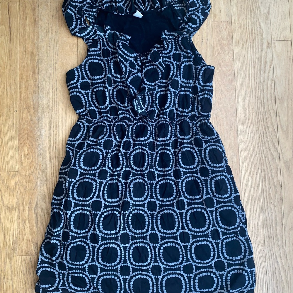Old Navy Black Dress with White Dot Circle Pattern